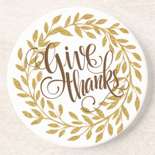 Dank Extravaganten Text mit Goldkranz Sandstein Untersetzer