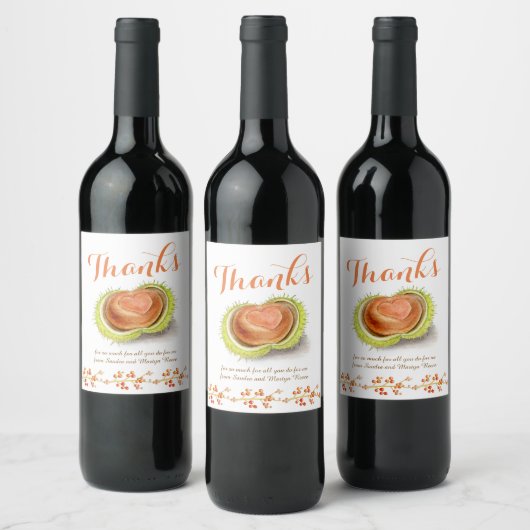 Dank fallkastanienherz Wasserfarbe Brauch Weinetikett (Flaschen)