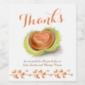 Dank fallkastanienherz Wasserfarbe Brauch Weinetikett (Einzelnes Label)