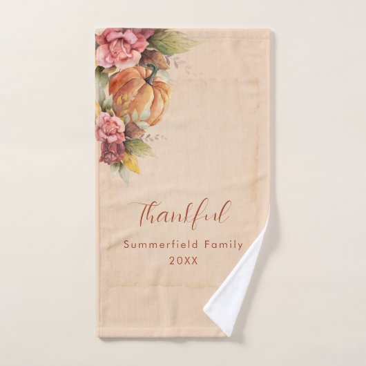 Dank Familie Erntedank Orange Pumpkin Handtuch (Handtuch)