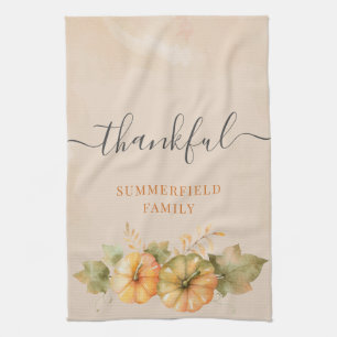 Dank Familie Pumpkin Erntedank Dinner Fall Geschirrtuch