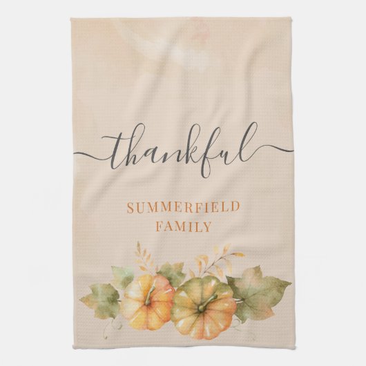 Dank Familie Pumpkin Erntedank Dinner Fall Geschirrtuch (Vertikal)