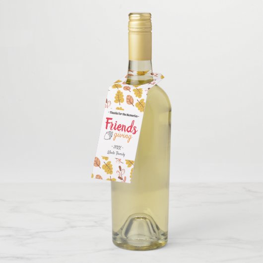 Dank Friendsgiving Geschenk Flaschenanhänger (Angewinkelt)