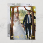 DANK FÜR DIE Hochzeit Gold HEARTFELT, Front/Back-F Postkarte (Vorne/Hinten)