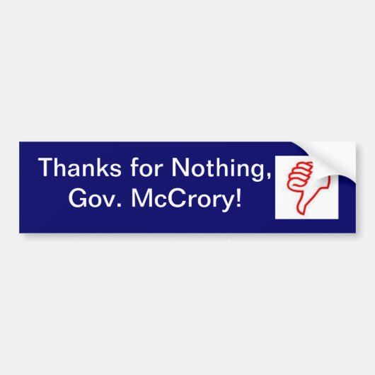 Dank für nichts, Gov. McCrory! Autoaufkleber (Vorne)
