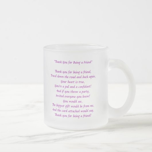 Dank für Sein mein Freund - mattierte GlasTasse Mattglastasse (Rechts)