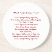 Dank für Sein mein Freund - Untersetzer (Vorne)