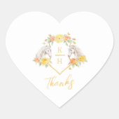 Dank grauer Pferde und gelber Rosen Monogramm Herz-Aufkleber (Vorderseite)