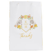 Dank grauer Pferde und gelber Rosen Monogramm Mittlere Geschenktüte (Vorderseite)