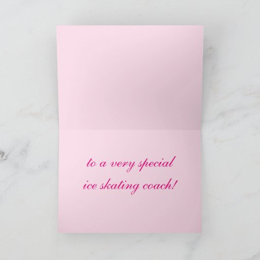 Dank Ice Skaten Coach Card mit rosa Skate Dankeskarte (Innenseite)