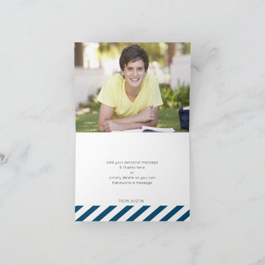 DANK IHNEN Bar mitzvah Goldstar dunkelblau Dankeskarte (Innenseite)