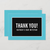 DANK IHNEN BAR MITZVAH minimalistisch schwarz türk Dankeskarte (Vorne/Hinten)