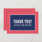 DANK IHNEN BAR MITZVAH moderne geometrische Marine Dankeskarte (Vorne/Hinten)