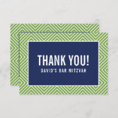 DANK IHNEN BAR MITZVAH moderne geometrische Marine Dankeskarte (Vorne/Hinten)