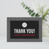 DANK IHNEN BAR MITZVAH Moderne geometrische Schwar Dankeskarte (Stehend Vorderseite)