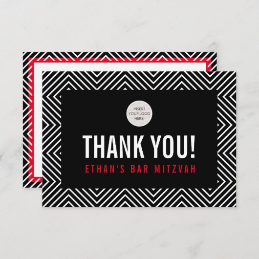 DANK IHNEN BAR MITZVAH Moderne geometrische Schwar Dankeskarte (Vorne/Hinten)