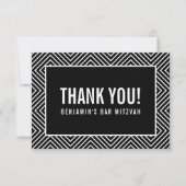 DANK IHNEN BAR MITZVAH moderne geometrische Schwar Dankeskarte (Vorderseite)
