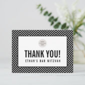 DANK IHNEN BAR MITZVAH Moderne geometrische Schwar Dankeskarte (Stehend Vorderseite)