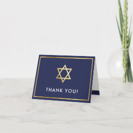 DANK IHNEN Bar mitzvah moderne goldene Sterne blau Dankeskarte
