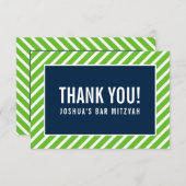 DANK IHNEN BAR MITZVAH Moderne nfl grüne Marine Bl Dankeskarte (Vorne/Hinten)