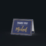 DANK IHNEN Bar mitzvah modernen Goldnamen Kalligra Dankeskarte<br><div class="desc">Ein modernes, einfaches Design für ein DANK YOU CARD Setup als Vorlage. Es ist einfach für Sie, Ihre eigenen Daten hinzuzufügen, oder auf die Schaltfläche Anpassen zu drücken und Sie können Text, Schriftart, Größen etc. TIPP: 1. Um die Größe / das Foto zu verändern drücken Sie die orange Schaltfläche "Anpassen"....</div>