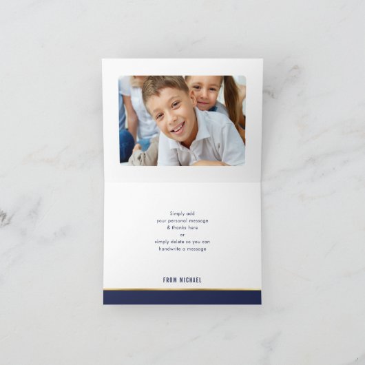 DANK IHNEN Bar mitzvah modernen Goldnamen Kalligra Dankeskarte (Innenseite)