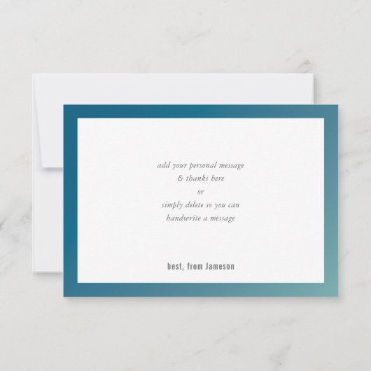 DANK IHNEN BAR MITZVAH moderner blauer Minzgrat Dankeskarte (Rückseite)