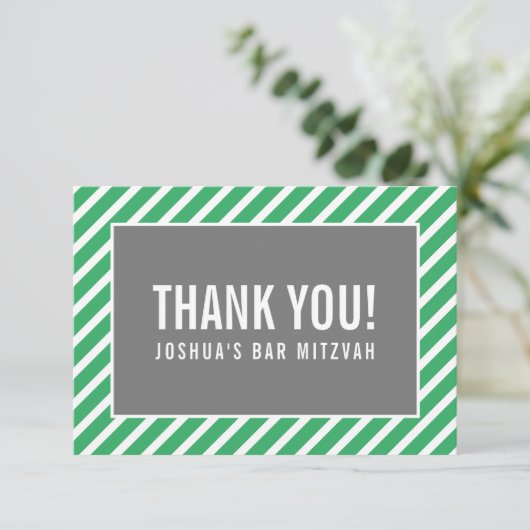 DANK IHNEN BAR MITZVAH Moderner Junge Dankeskarte (Stehend Vorderseite)