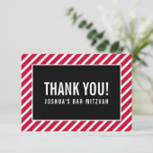 DANK IHNEN BAR MITZVAH Moderner Junge Dankeskarte (Stehend Vorderseite)