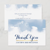 DANK IHNEN BAR MITZVAH Moderner Stern Blau Wasserf Dankeskarte (Vorne/Hinten)
