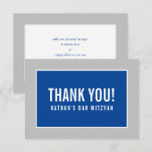 DANK IHNEN BAR MITZVAH Modernstes Graublau Dankeskarte (Vorne/Hinten)