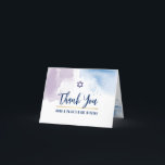 DANK IHNEN BAR MITZVAH Stern blau lila Aquarell Dankeskarte<br><div class="desc">per kat massard >>> kat@simplysweetPAPERIE.com << Eine einfache, stilvolle Art zu sagen, danke an Ihre Gäste für den Besuch Ihres Kindes BAR MITZVAH Setup als Vorlage ist es einfach für Sie, Ihre eigenen Daten hinzuzufügen, oder klicken Sie auf die Schaltfläche Anpassen und Sie können hinzufügen oder ändern Text, Schriftart, Größen...</div>