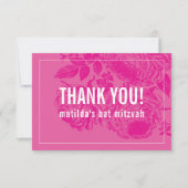 DANK IHNEN BAT MITZVAH moderne elegante Blumenrosa Dankeskarte (Vorderseite)
