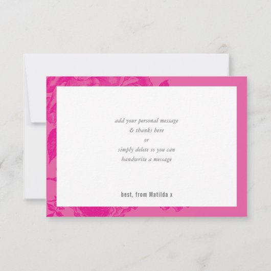 DANK IHNEN BAT MITZVAH moderne elegante Blumenrosa Dankeskarte (Rückseite)