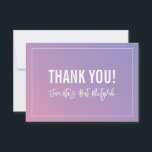 DANK IHNEN BAT MITZVAH moderne lila rosa Gradiente Dankeskarte<br><div class="desc">per kat massard >>> https://linktr.ee/simplysweetpaperie << Eine einfache, stilvolle Art zu sagen, danke an Ihre Gäste für die Teilnahme an Ihrer Veranstaltung. Als Vorlage können Sie ganz einfach Ihre eigenen Daten hinzufügen oder auf die Schaltfläche Anpassen klicken und Text, Schriftart, Größen etc. hinzufügen oder ändern TIPP: 1. Um Grafiken zu...</div>