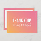 DANK IHNEN BAT MITZVAH Moderne rosa gelbe Gradient Dankeskarte (Vorne/Hinten)