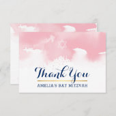 DANK IHNEN BAT MITZVAH modernen Stern PINK Aquarel Dankeskarte (Vorne/Hinten)