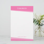 DANK IHNEN BEACHTEN einfache moderne Winkel rosa Briefpapier (Stehend Vorderseite)