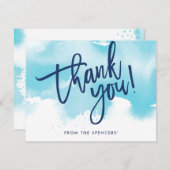 DANK IHNEN BEACHTEN handbuchstabierte Aqua Blue Aq Einladung (Vorne/Hinten)