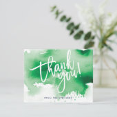 DANK IHNEN BEACHTEN handhabete kelgrün Aquarell Einladung (Stehend Vorderseite)