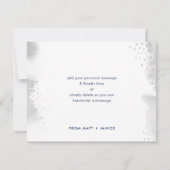 DANK IHNEN BEACHTEN handhabete silbergraue Aquarel Einladung (Rückseite)