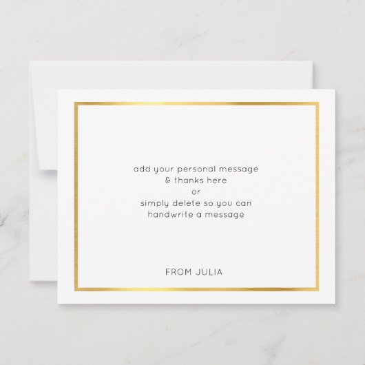 DANK IHNEN BEACHTEN niedliche handgeschriebene Gol Einladung (Rückseite)