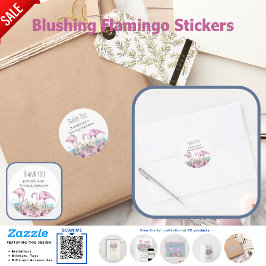 DANK IHNEN blushing Flamingo Tropical Beach Weddin Runder Aufkleber