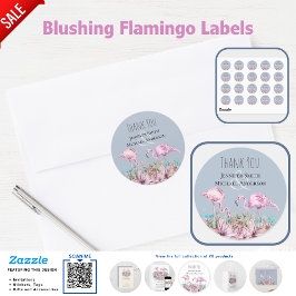 DANK IHNEN blushing Flamingo Tropical Beach Weddin Runder Aufkleber
