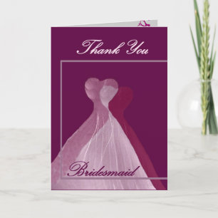 DANK IHNEN Bridesmaid Pink und Magenta Gowns Dankeskarte