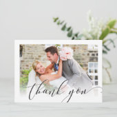 DANK IHNEN einfaches Overlay Foto elegant Dankeskarte (Stehend Vorderseite)