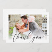 DANK IHNEN einfaches Overlay Foto elegant Dankeskarte (Vorne/Hinten)