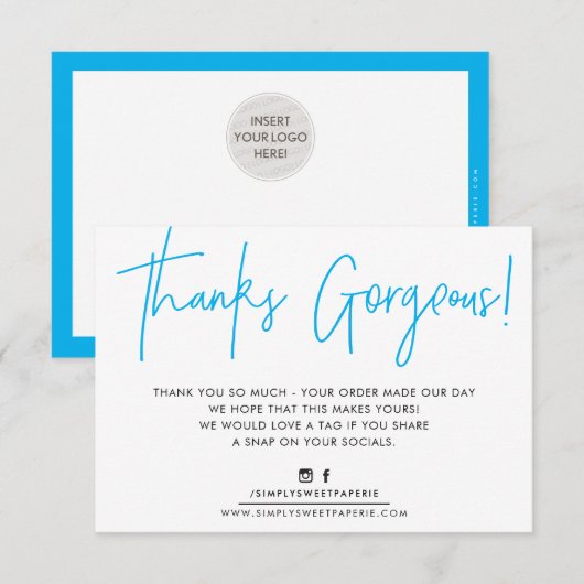 DANK IHNEN EINFÜGEN moderne niedliche Biro Busines Dankeskarte (Vorne/Hinten)