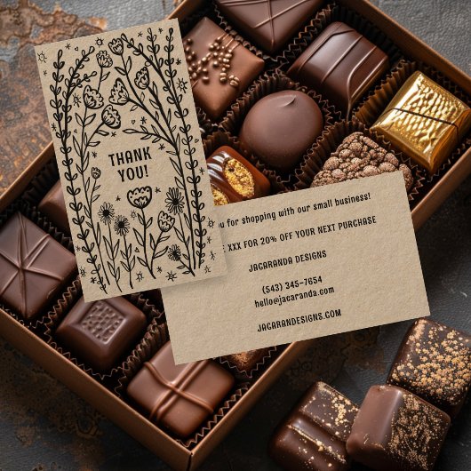 DANK IHNEN Ermäßigung Elegante Wildblume Kraft bes Visitenkarte