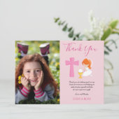 DANK IHNEN FOTO 1. Kommunion - RED HAIR GIRL Dankeskarte (Stehend Vorderseite)